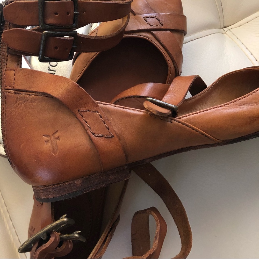 Frye leather zippered and buckled sandals